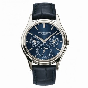 Patek Philippe Grand Complications Blue Dial Platinum Blue Leather Men's Watch 5140P