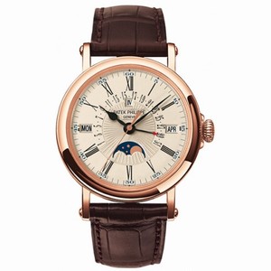Patek Philippe Perpetual Calendar 18kt Rose Gold Brown Leather Men's Watch 5159R-001
