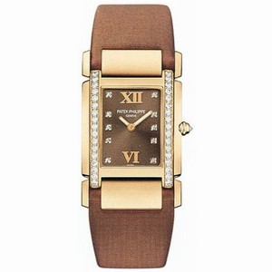 Patek Philippe Twenty-4 18kt Rose Gold Chocolate Strap Diamond Ladies Watch 4920R