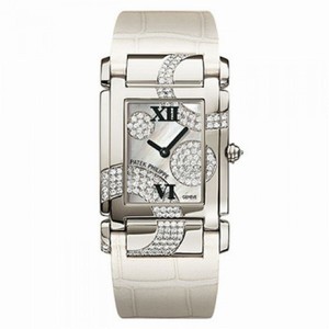 Patek Philippe Twenty~4 Mother of Pearl Dial Leather Ladies Watch 4914G-001