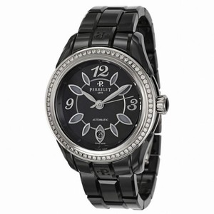 Perrelet Classic Eve Black Dial Diamond Ceramic Ladies Watch A2041-BA