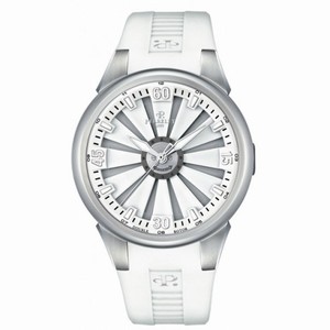Perrelet Racing Double Rotor Turbine Dial White Rubber Automatic Men's Watch A1064-6