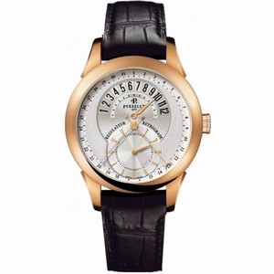 Perrelet Regulator Retrograde Silver Dial Black Leather Men's Watch A3014/4