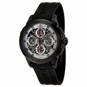 Perrelet Split Second Chronograph Skeleton Dial Black Rubber Men's Watch A1045-3A