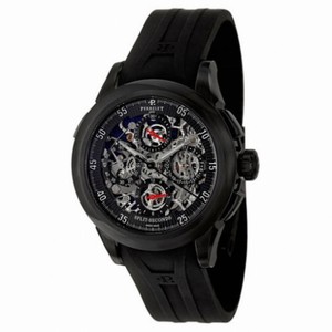 Perrelet Split Second Chronograph Skeleton Dial Black Rubber Men's Watch A1045-4A