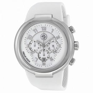 Philip Stein Active Silver and White Mother of Pearl Dial Rubber Unisex Watch 32-AW-RWX