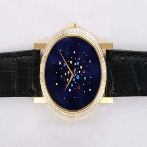 Piaget Altiplano 12252 Blue Dial Black Cow Leather Strap Round Watch
