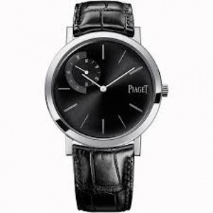 Piaget Altiplano Mechanical Black Dial Black Leather Men's Watch G0A34114