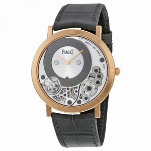 Piaget Altiplano Silver and Black Dial 18K Rose Gold Men's Watch GOA39110