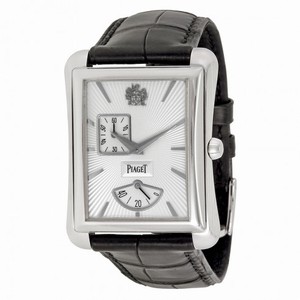 Piaget Black Tie Emperador Silver Dial Black Leather Watch G0A33069