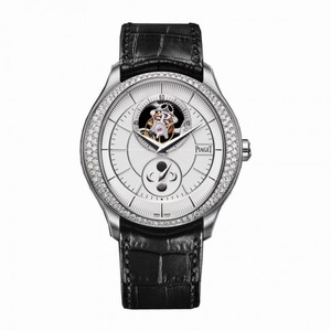 Piaget Gouverneur Silvered Guilloche Dial 18K White Gold Diamond Men's Watch GOA37115