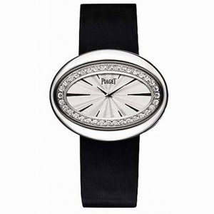 Piaget Limelight Magic Hour Silver Dial 18kt White Gold Diamond Black Satin Ladies Watch G0A32099