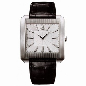 Piaget Protocole XXL Silver Dial Black Leather Men's Watch GOA32004