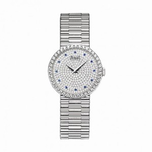Piaget Traditional Diamond Pave Sapphire Dial 18K White Gold Ladies Watch GOA37043
