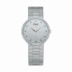 Piaget Traditional Diamond Pave Sapphire Dial 18K White Gold Ladies Watch GOA37047