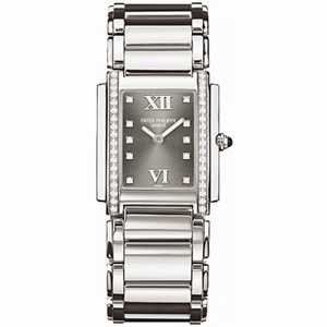 Patek Philippe Twenty-4 Diamond Grey Dial Steel Ladies Watch 4910/10A/010