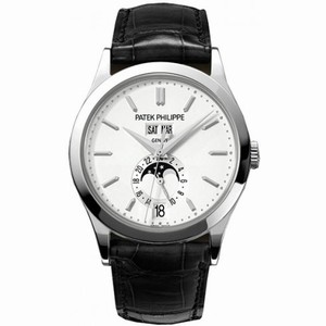 Patek Philippe Complications Silvery Opaline Dial White Gold Case Men's Annual Calender Watch 5396G