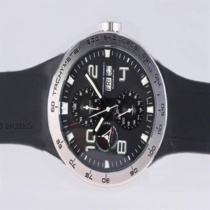 Porsche Design Flat 6 Chronograph 16011 43mm Black Rubber Strap Black Dial Watch