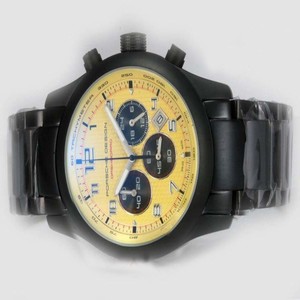 Porsche Design Orshsorro 20483 Yellow Dial Round Black PVD Strap Watch