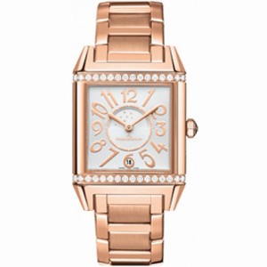 Jaeger LeCoultre Reverso Squadra Duetto Silver Dial 18kt Yellow Gold Diamond Automatic Ladies Watch Q7052120