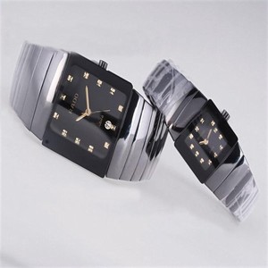 Rado DiaStar 120929 21x18mm Black Dial Silver Ceramic Strap Watch