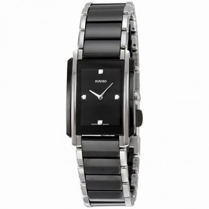 Rado Integral Quartz Black Dial Black Ceramic And Stainless Steel Ladies Watch R20613712