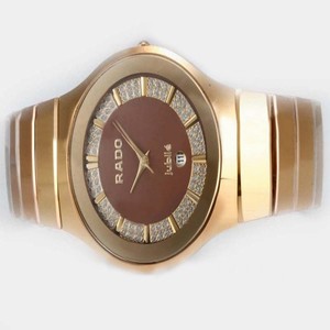 Rado Sintra 21947 Gold Tungsten Steel Strap Red Dial Round Watch