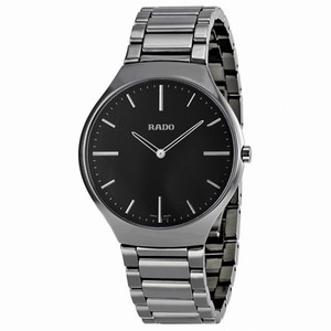 Rado True Black Dial Platinum-tone Ceramic Men's Watch R27955152