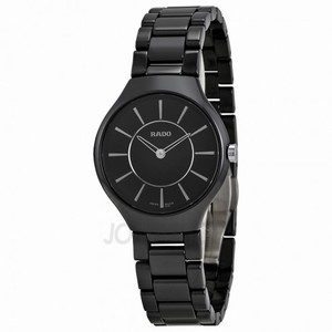 Rado True Thinline Black Dial Black Ceramic Ladies Watch R27742162