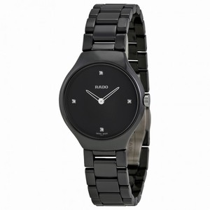 Rado True Thinline Black Dial Black Ceramic Ladies Watch R27742712