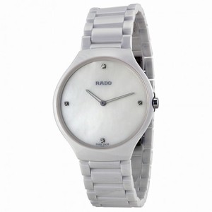 Rado True Thinline Mother of Pearl Dial White Ceramic Men's Watch R27957902