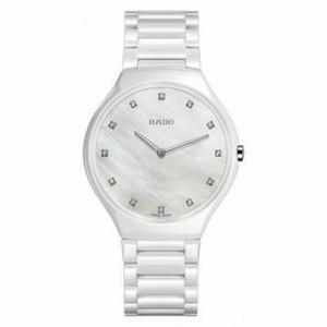 Rado True Thinline Mother of Pearl Dial White High-tech Ceramic Ladies Watch R27957912