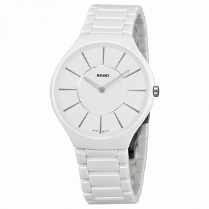 Rado True Thinline White Dial White Ceramic Ladies Watch R27957112