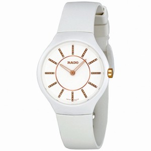 Rado True Thinline White Diamond Dial Rubber Strap Ladies Watch R27958709