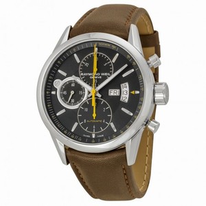 Raymond Weil Freelancer Black Dial Stainless Steel Brown Leather Men's Watch 7730-STC-20021