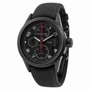 Raymond Weil Freelancer Chronograph Urban Black Dial Black Leather Men's Watch 7730-BK-05207