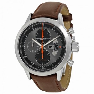 Raymond Weil Freelancer Grey and Black Dial Brown Leather Men's Watch 7745-TIC-05609