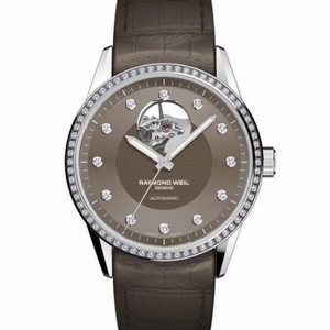 Raymond Weil Freelancer Grey Dial Fig Grey Leather Ladies Watch 2750-SLS-60081