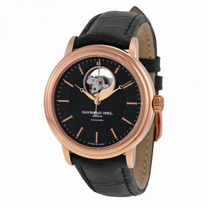 Raymond Weil Maestro Automatic Black Dial Black Leather Men's Watch RW-2827-PC5-20001