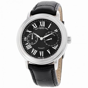 Raymond Weil Maestro Black Dial Black Leather Automatic Men's Watch 2846-STC-002