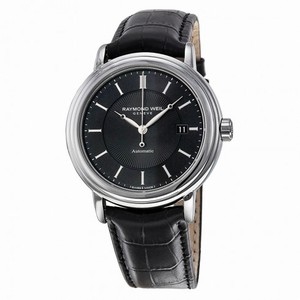 Raymond Weil Maestro Black Dial Black Leather Men's Watch 2847-STC-20001