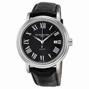 Raymond Weil Maestro Black Dial Leather Automatic Men's Watch 2847-STC-00209