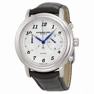 Raymond Weil Maestro Chronograph Silver Dial Black Leather Men's Watch 4830-STC-05659
