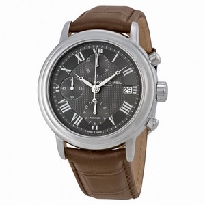 Raymond Weil Maestro Grey Dial Chronograph Brown Leather Men's Watch 7737-STC-00609