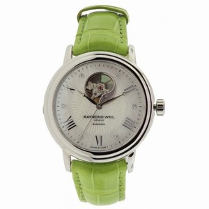 Raymond Weil Maestro Mother of Pearl Dial Green Alligator Leather Ladies Watch 2827-L5-00966