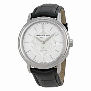 Raymond Weil Maestro White Dial Black Leather Men's Watch 2847-STC-30001
