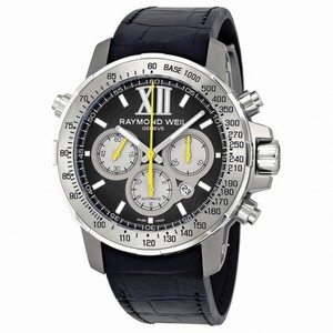 Raymond Weil Nabucco Chronograph Black Dial Black Leather Men's Watch 7800-TIR-00207