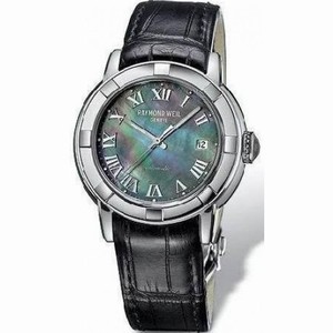 Raymond Weil Parsifal Black Mother of Pearl Dial Black Leather Men's Watch 2841-STC-00279