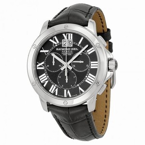 Raymond Weil Tango Black Dial Chronograph Black Leather Men's Watch 4891-STC-00200