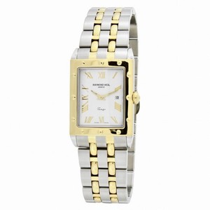 Raymond Weil Tango Square Silver Dial Stainless Steel and 18kt Yellow Gold Men's Watch 5381-STP-00308